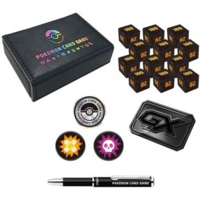Dame Can + Dice + GX Marker + Poison Counter + Pen "Holofoil Synthetic Leather Dame Can Case + Metal Dame Can Dice + Metal GX Marker + Metal Marker (Poison/Burn) + Pokemon Coin + Retractable Ballpoint Pen (Limited Collection Master Battle Set)" [Supply] - [Supply]
